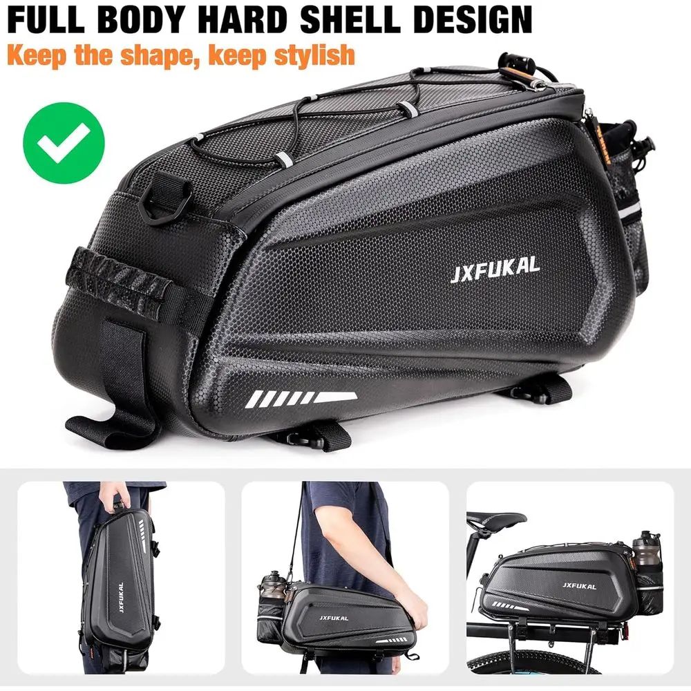 Waterproof Bike Panniers: 9.5L, 17L, 40L Hard Shell Rack Bags with Reflector, Rain Cover & Shoulder Strap for Commuting & Outdoo