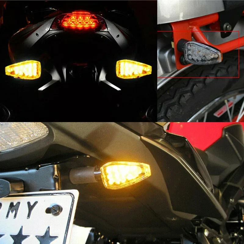 Motorcycle LED Turn Signals Fishscale Flashing Motorbike LED Bendable Daytime Running Lights Universal Moto Turn Signal