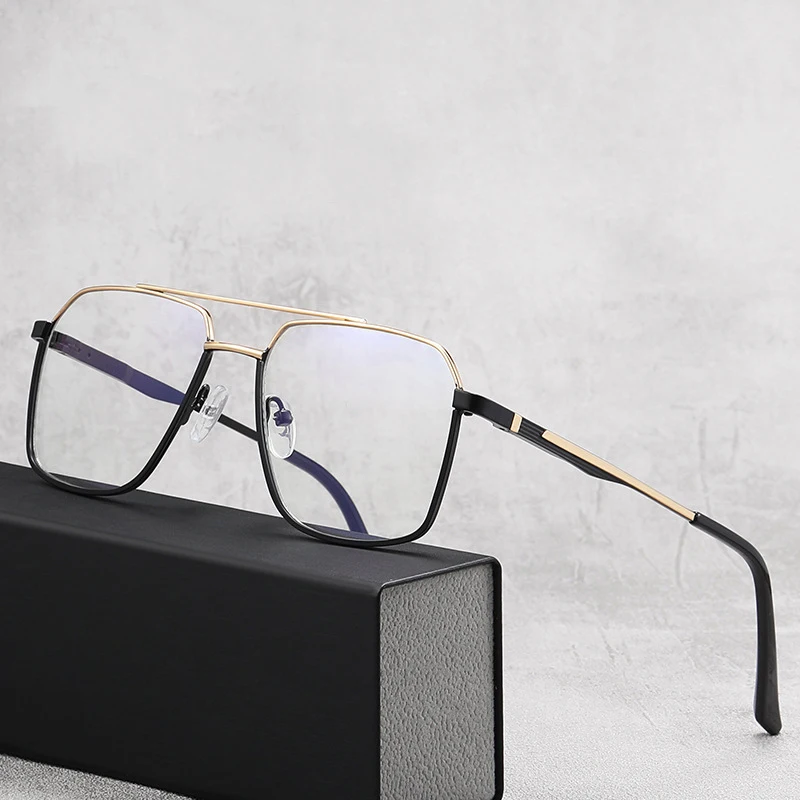 

Новые модные брендовые дизайнерские металлические очки для чтения с защитой от синего света, мужские очки с двойным лучом TR90, оправа для очков для близорукости, очки по рецепту