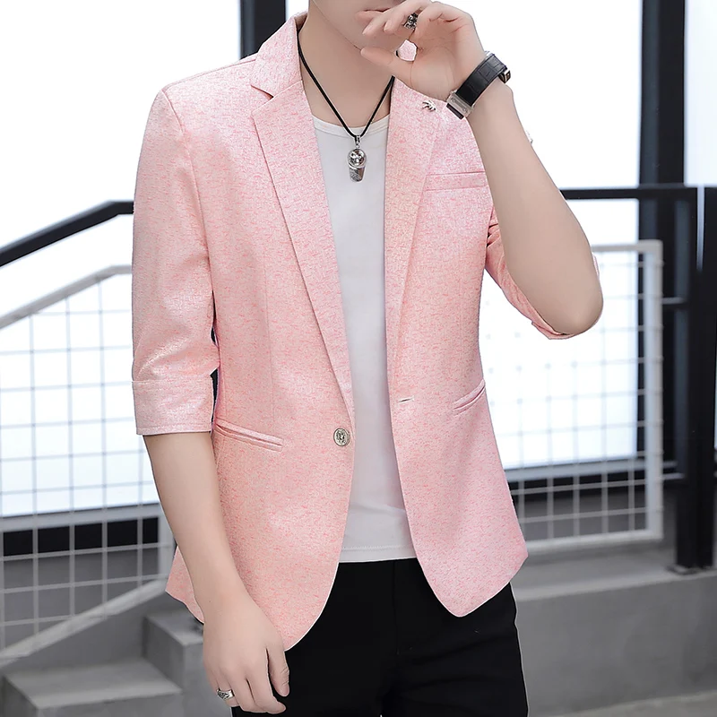 بدلة رجالية ضيقة غير رسمية ort Sve ملابس خارجية رفيعة من Jaet ملابس خارجية صيفية قابلة للتنشيب بزر واحد وطية صدر السترة بطول الوقوف