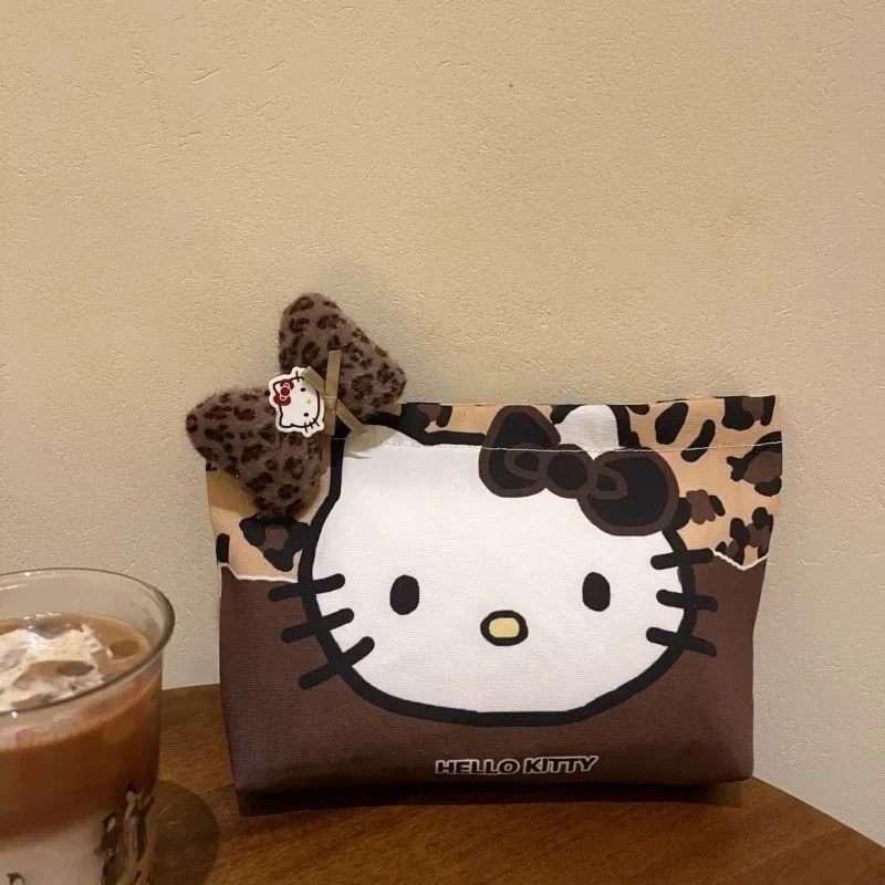 Doce olá kitty anime kawaii miniso moda impressão saco de maquiagem bonito dos desenhos animados ins armazenamento portátil grande capacidade saco presentes brinquedos