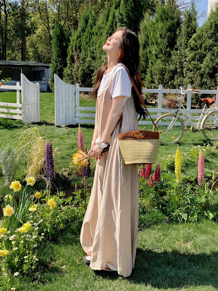 Laid-ba Sle Wide Leg Jumpsuit Women's Summer 2025 New Loose Casual High Waist Long Pants Thin Material Online Exclusive