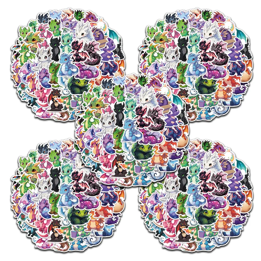 

5 sets Colorful Cute Cartoon Western Dragons Stickers For Stationery Luggage Laptop Guitar Phone Waterproof Vinyl Decals