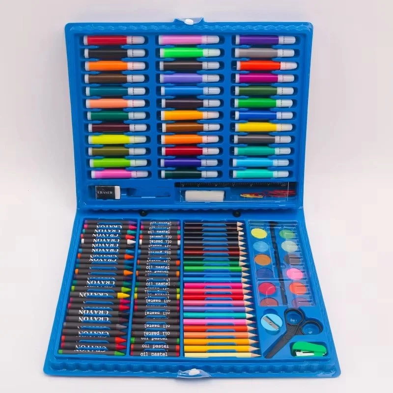 150 Brush Set Children\'s Painting, Stationery Art Oil Painting Stick Tools Watercolor Pen Crayon Pencil Graffiti Gift Box