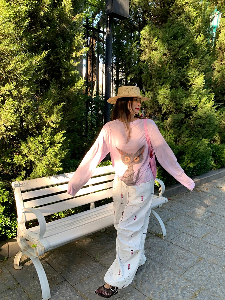 

Женская свободная футболка Long Sve Ice Silk с защитой от солнца, фиолетовая летняя модная дышащая футболка Qui Dry Cool Feeling