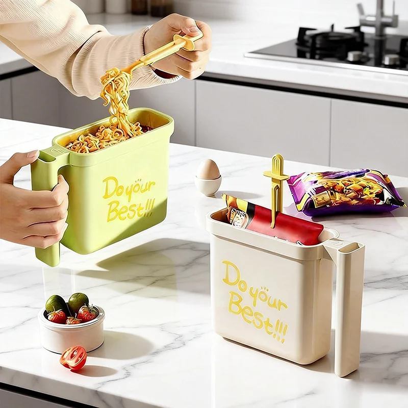 No Wash Instant Noodle Bowl with Fork Heat-resistant Lunch Box Food Grade Instant Food Ramen Bento Box Suit Busy/Lazy Eaters