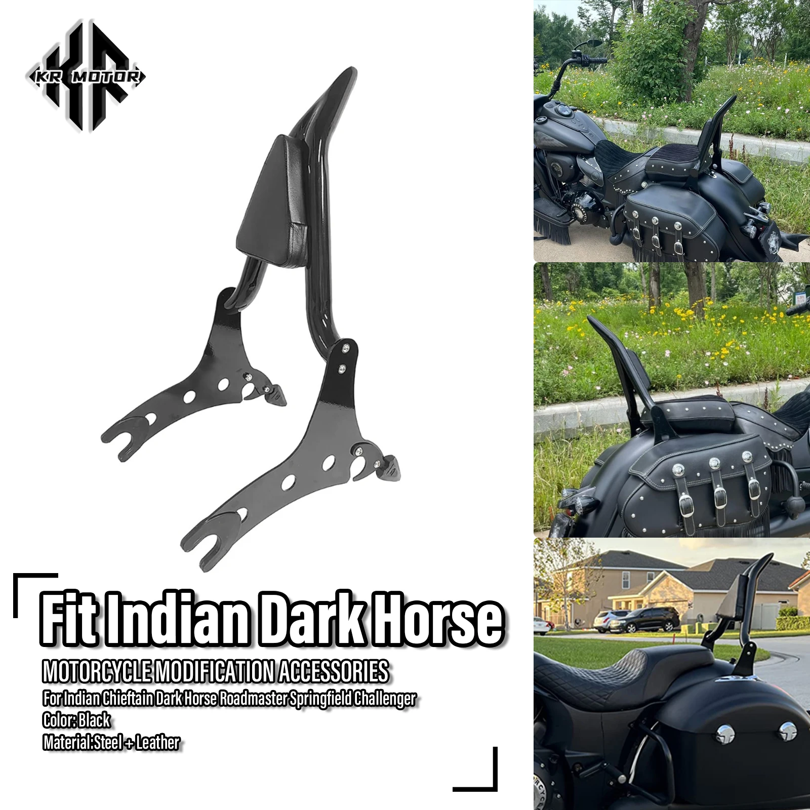 For Indian Chieftain Dark Horse Roadmaster Springfield Challenger 2014-2024 Detachable Rear Passenger Backrest Sissy Bar
