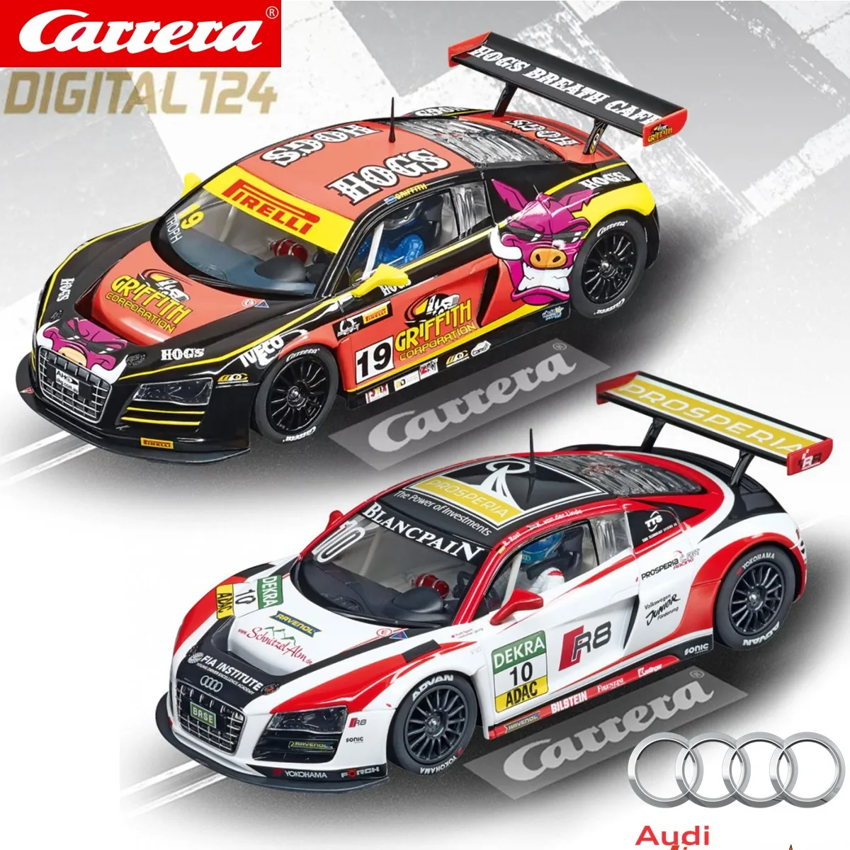 Carrera Slot Car Digital124 Audi R8 LMS 23808 Prosperia Team Abt  Racing, No.10 / 23861 M. Griffith, No.19