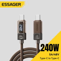Essager 240W USB Type C Cable 100W PD 3.1 Fast Charging LED Display Charger Wire For MacBook iPhone Samsung Xiaomi iPad Laptop