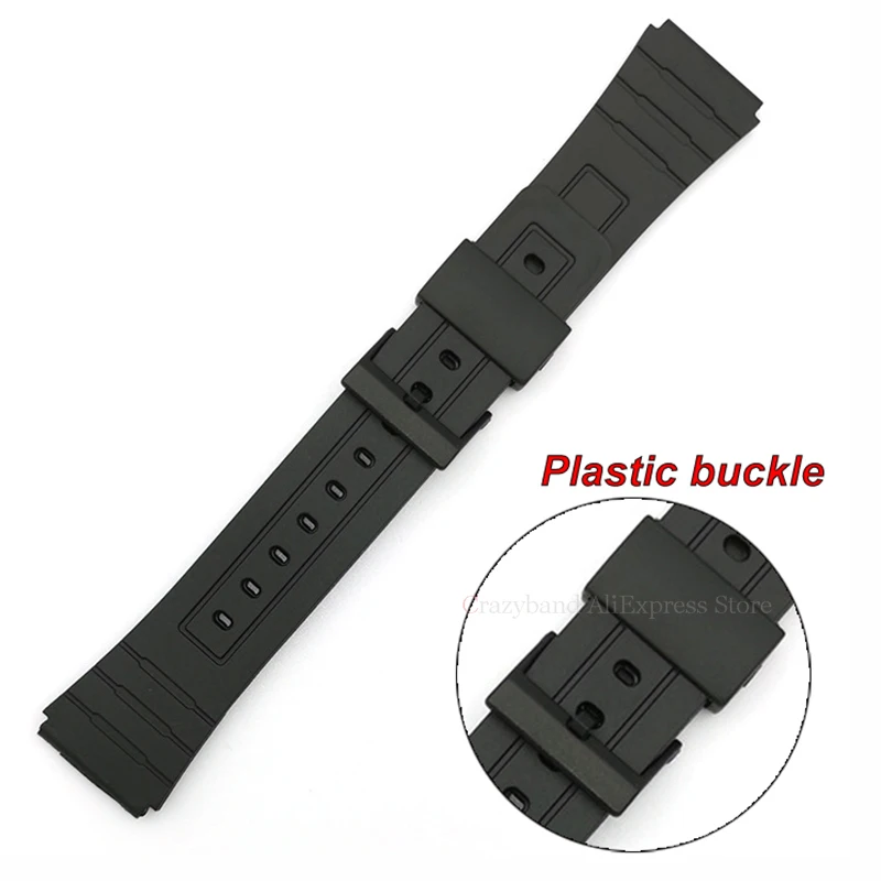 12/14/16/18/20/22mm Silicone Watch Strap for Casio W800H SGW400 F91W F84 F105/108 Band Black PU Resin Traditional Watch Bracelet view 4