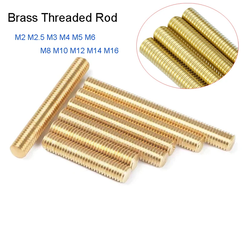 

M2-M16 Metric Brass Thread Rod Long Brass Bolt Full Thread Shaft Rod Bar Stud Length 25/30/35/4045/50/60/70/80mm ~ 150 mm