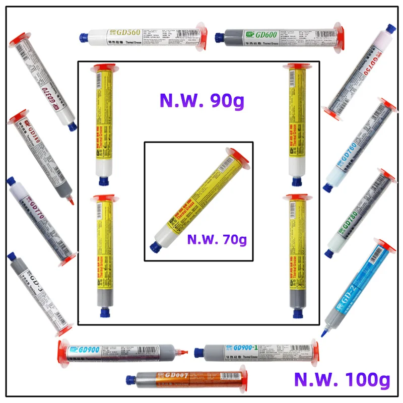 Net Weight 70/90/100 for CPU GD900 GD007 Thermal Grease Paste Plaster Heat Sink Compound  GPU LED Printer Cooling Cooler HT