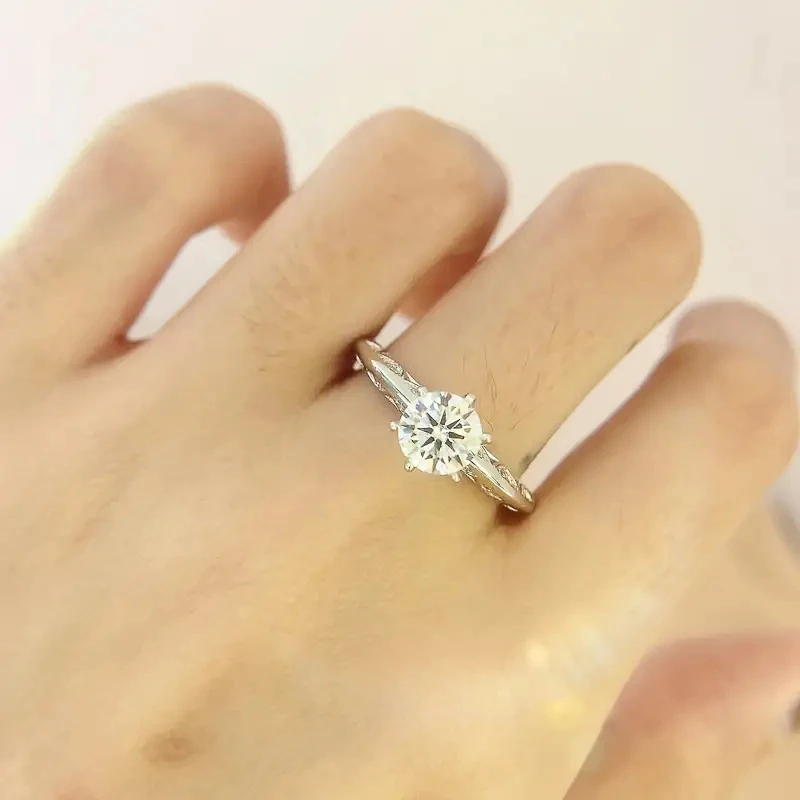 Huitan Luxury 6 Claws Zirconia Stone Ring Female Fashion Silver Color Timeless Jewelry Delicate Bridal Wedding Bands Accessories