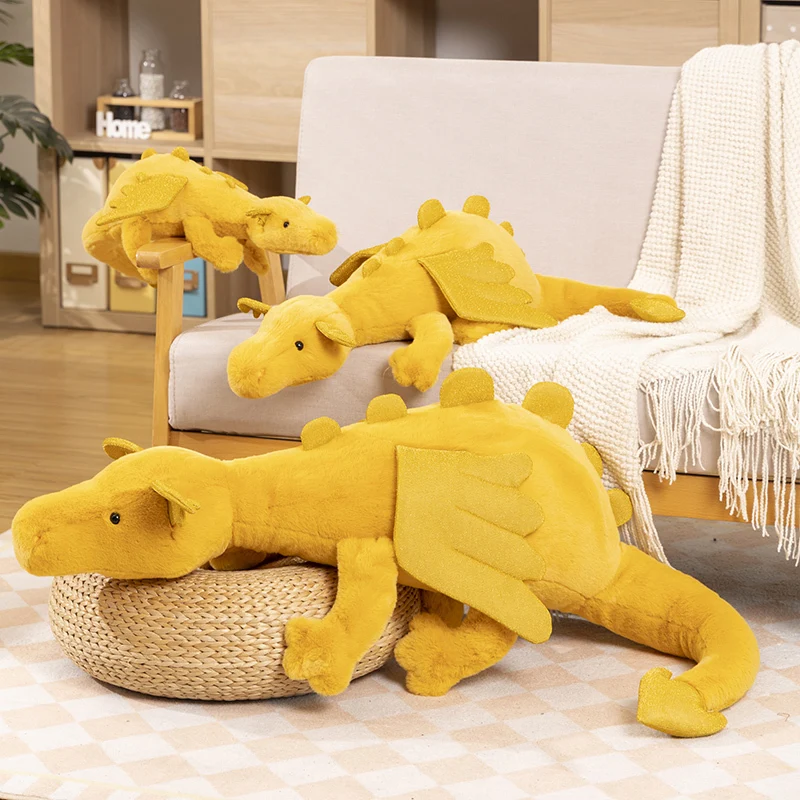 50cm/75cm/100cm Giant Huggable Anime Wings Yellow Flying Dragon Plush Toys Soft Comfy Cute Dinosaur Doll Pretty Home Decor