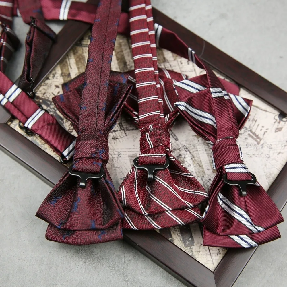 แฟชั่นปรับสีแดง Serise Bow Tie Bowknot เนคไทผู้ชายลายดอกไม้เจ้าบ่าวเจ้าบ่าว Cravat จีน