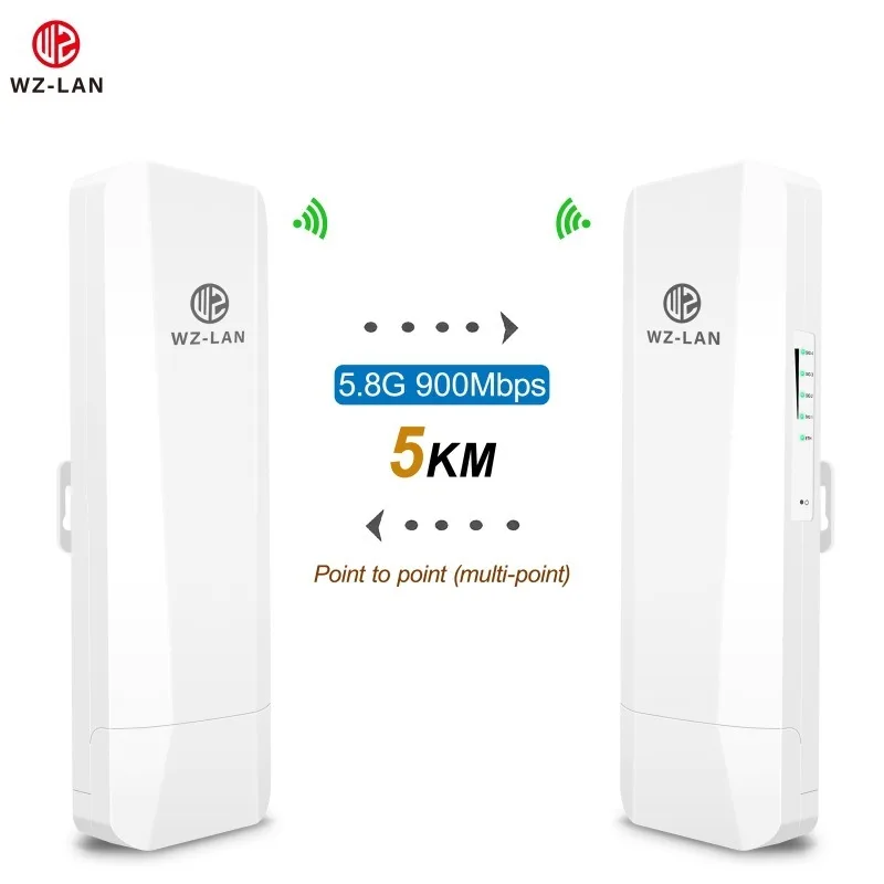 5.8G outdoor 5km wireless monitoring bridge point-to-point remote high-speed transmission high-gain antenna POE power supply