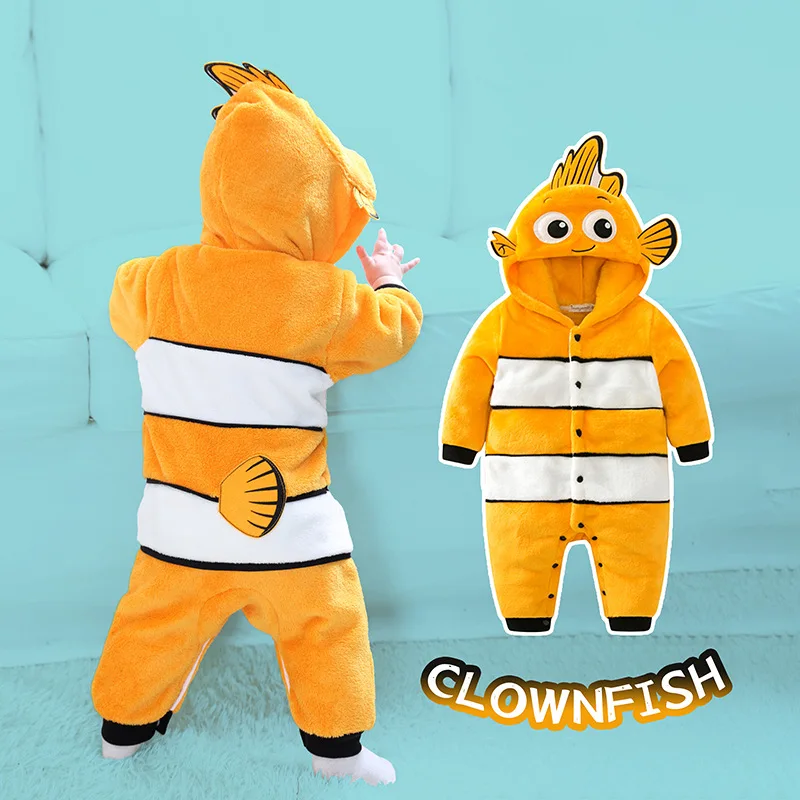 Infant Baby Pajamas Clownfish Onesies Nemo Kigurumi Newborn Cartoon Cosplay Costume for Halloween Kids One -Pieces Pijamas