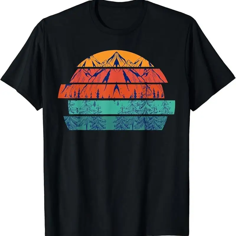 

Ретро уличные горы, природа, дикая природа, лесные деревья, походная футболка