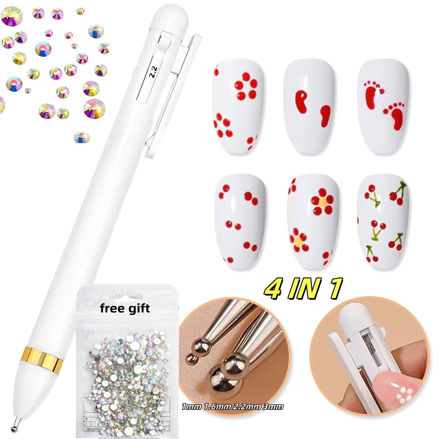 

1pc 4-in-1 Nail Art Dotting Pen Multifunctional Rotatable Heads for Nail Decoration Professional Accessory DIY Nail Art Tools *^