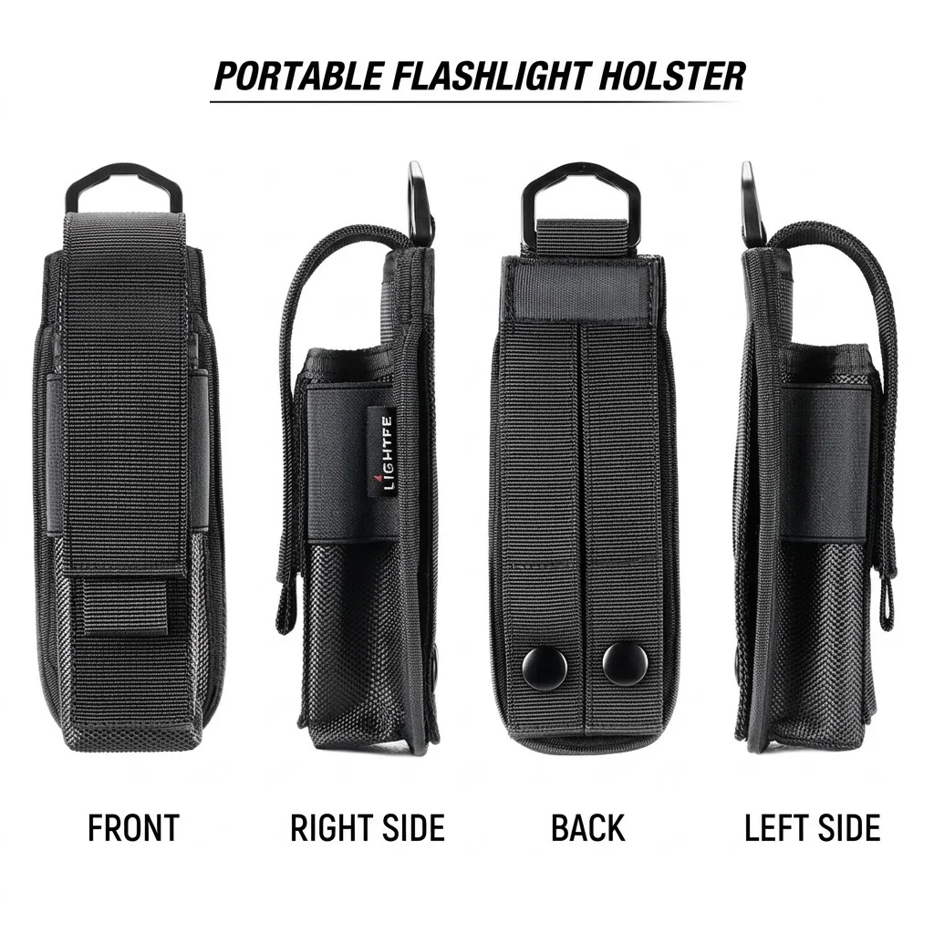 Adjustable Heavy-Duty Nylon Flashlight Holster Pouch Tactical Torch Belt Case EDC Carry Bag