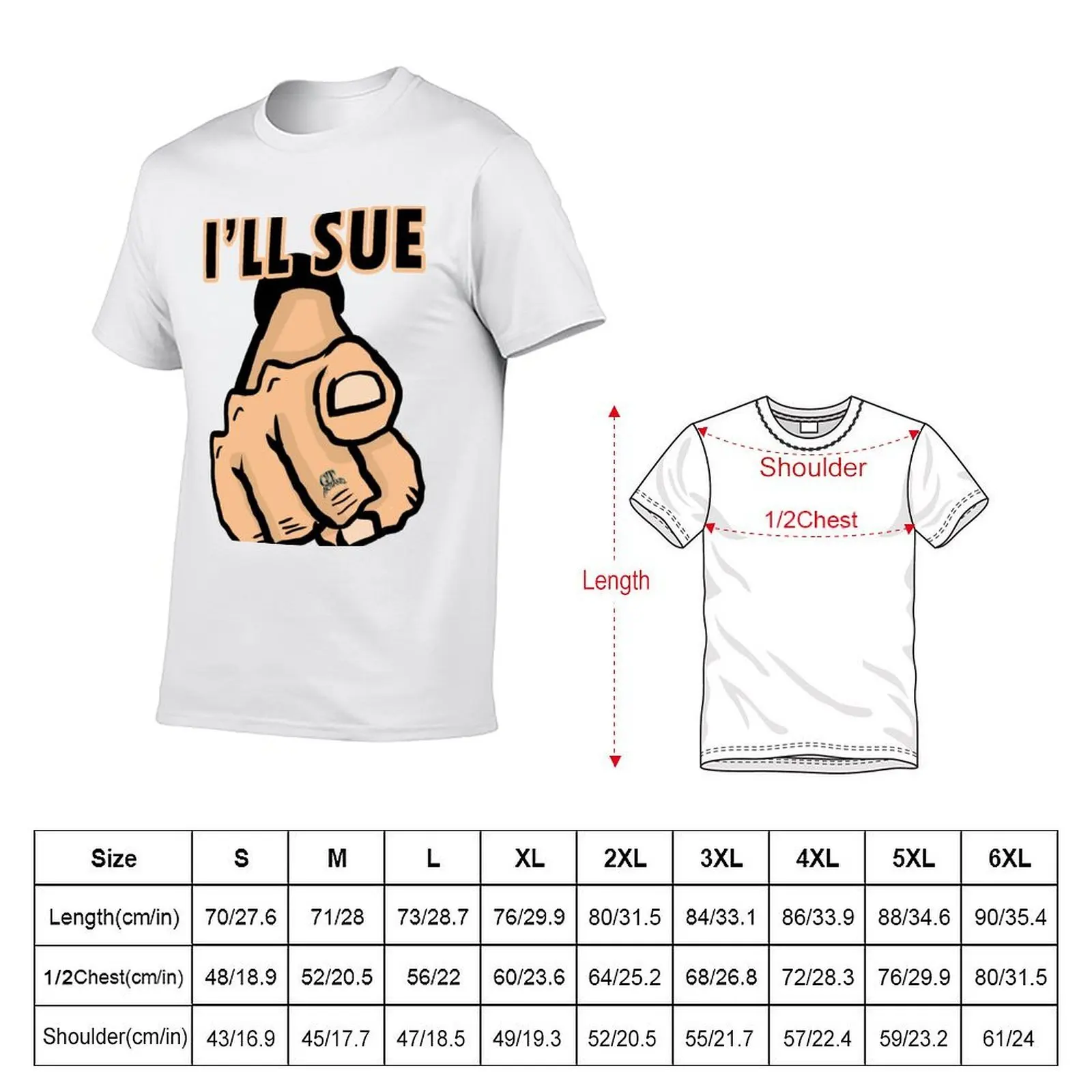 I'll Sue You المحامي المدنية دعوى حالة إصبع إشارة اللوم لعبة بواسطة GT Artland تي شيرت تي شيرت رجل القطن تي شيرت