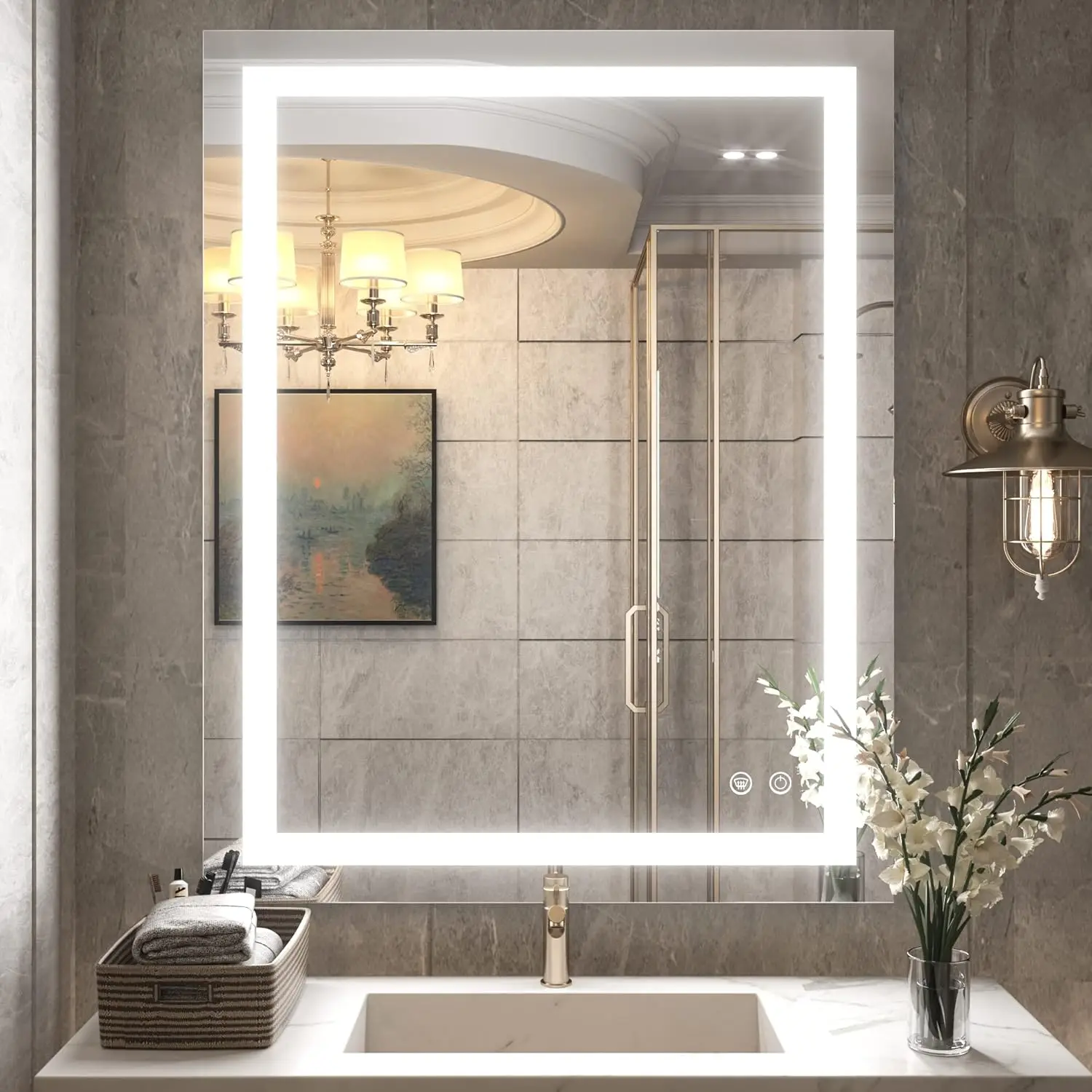 30 x 36 Bathroom LED Mirror Vanity Mirror with Lights Dimmable Anti-Fog,Makeup Wall Mounted Modern Lighted Mirror