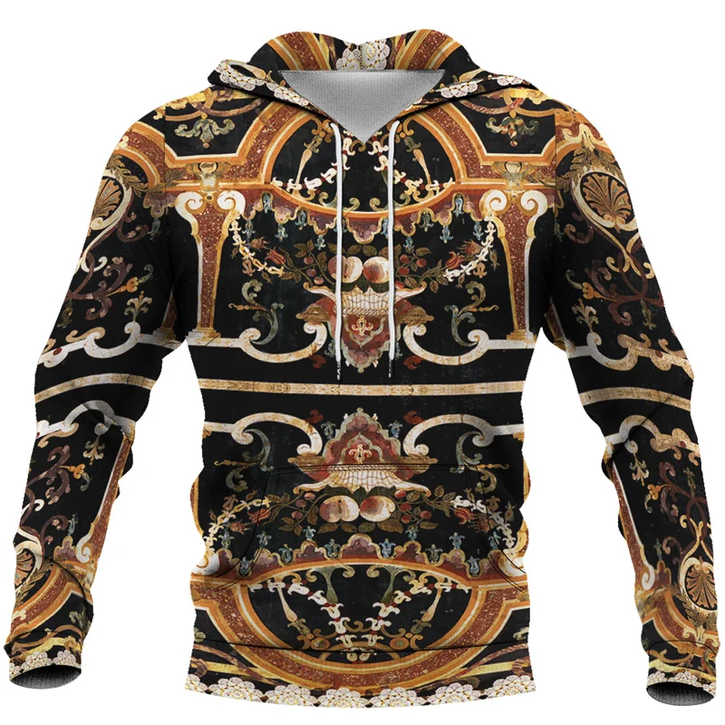 Vintage Style Leopard Florial Dragon Luxury Pattern Print Men Casual Hoodies Female Clothes Tracksuit Sweatshirt Euro Size S-6XL