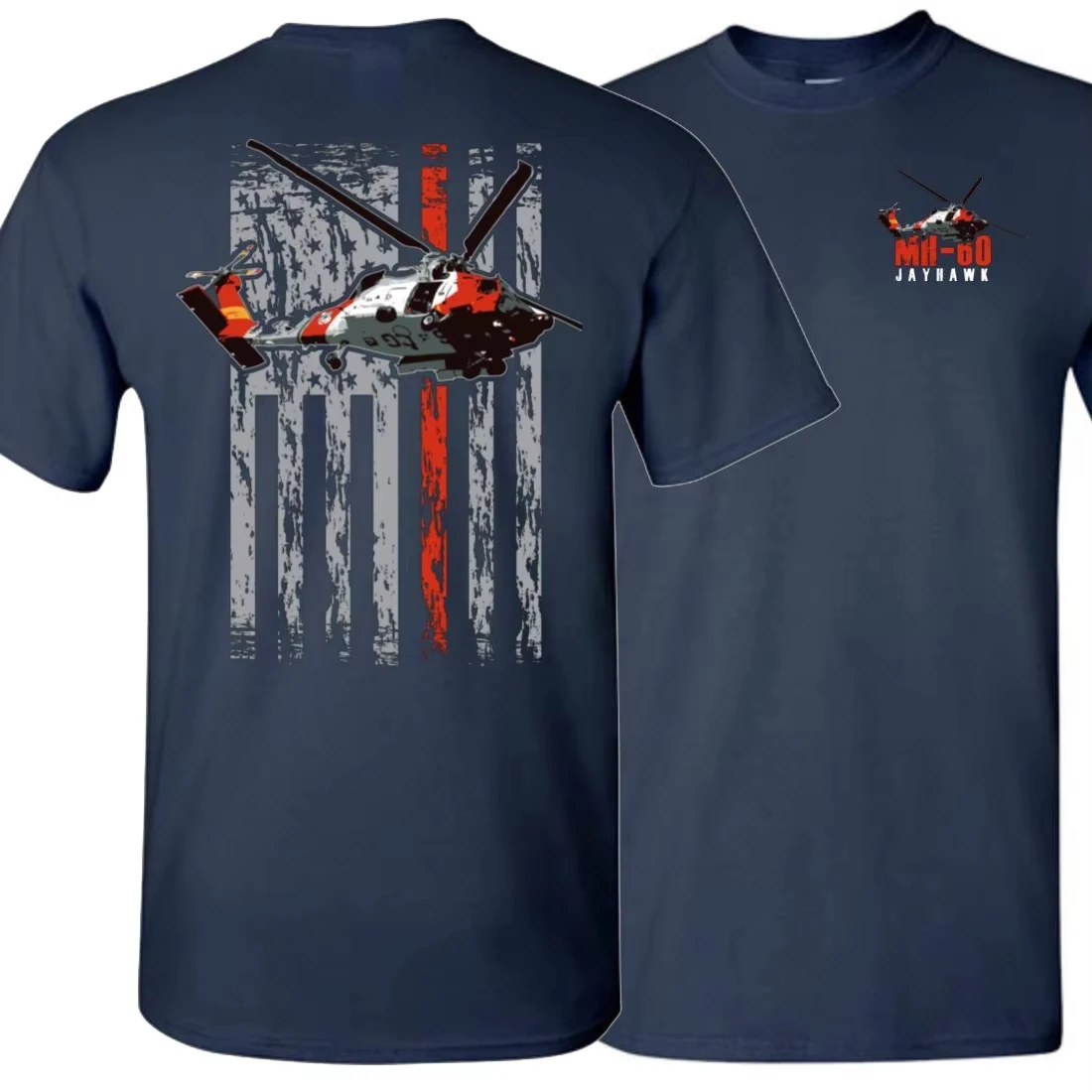 2026 American Flag Coast Guard MH-60 Helicopter T-Shirt  Cotton O-Neck Summer Short Sleeve Casual Men