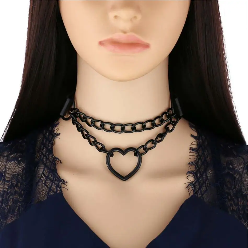 Pastel Goth Choker Heart Collar For Girl Cosplay Harajuku Necklace Neck Strap Chocker Kawaii Pink Aesthetic Accessories S2965