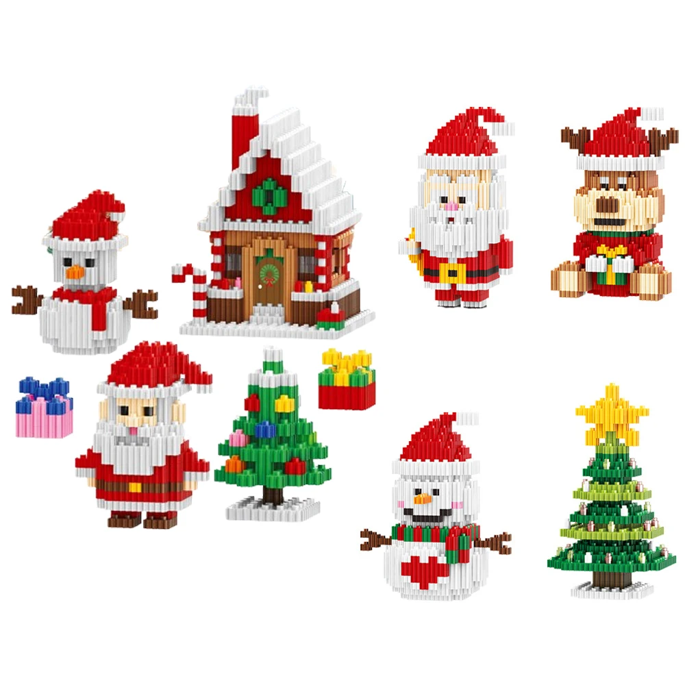 

Linkgo Christmas Building Blocks Santa Claus Snowman Tree Christmas House Connection Diamond Bricks Figure Toys For Kid Gift