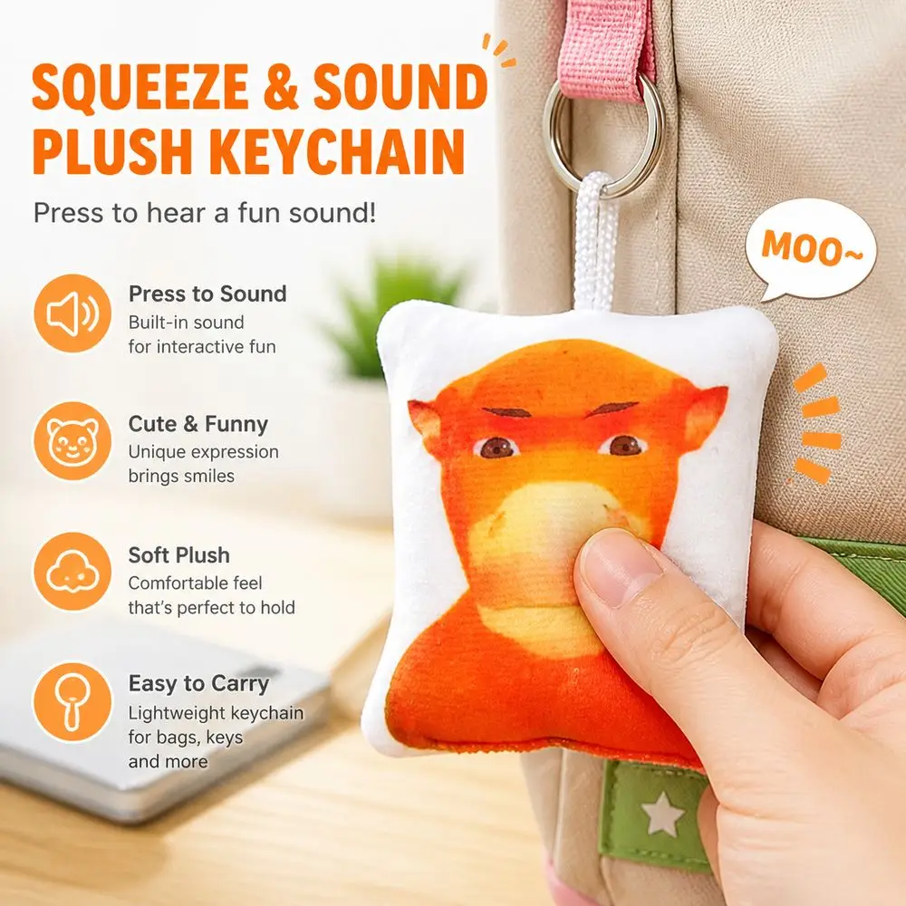 Gifts Soft Keychain Press Activated Hanging Loop Voice Keychain Sound Producing Funny Animal Bag Charm Keychain Accessory