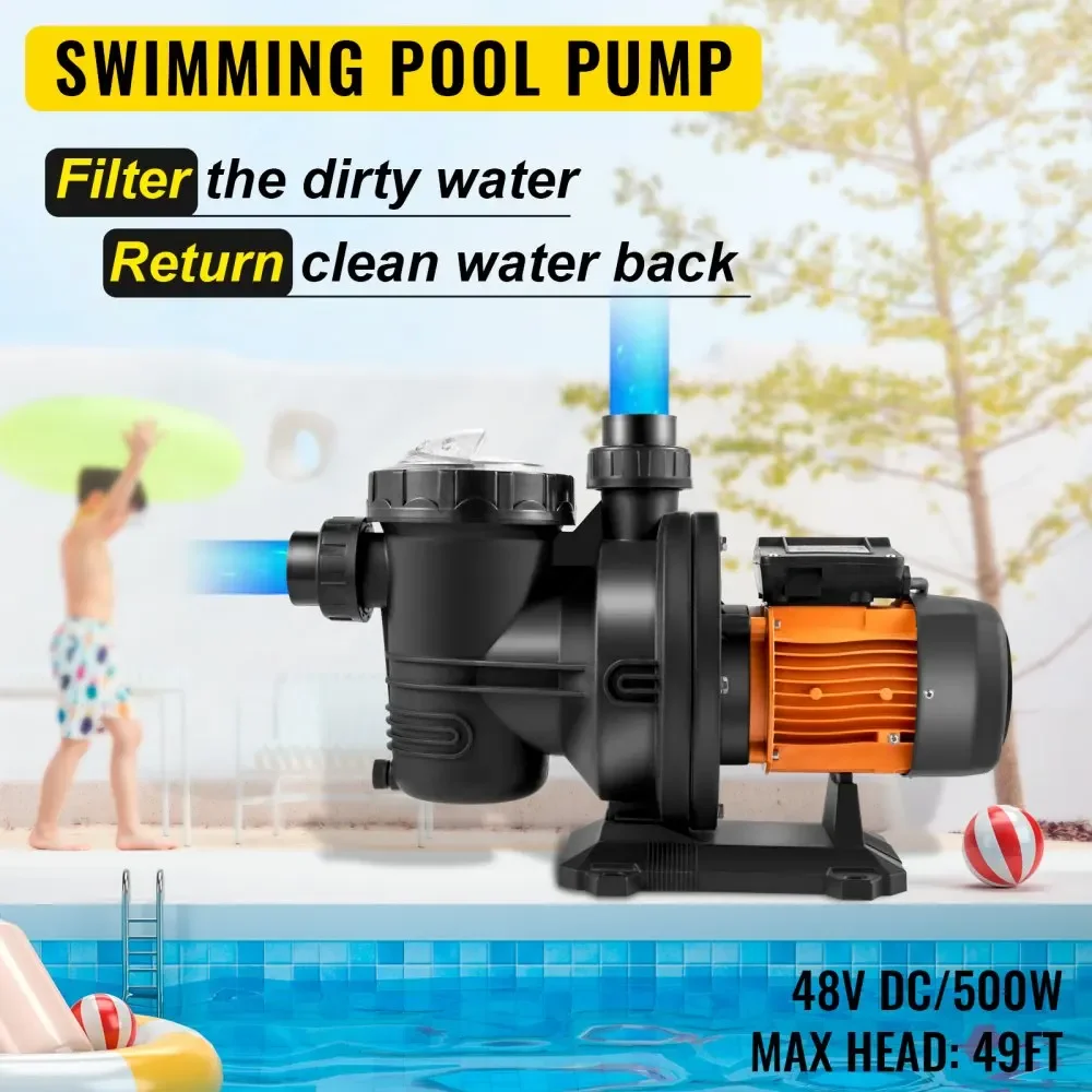 Suitable forVEVOR Pool Pump Swimming Pool Pump 48V DC/500W Solar Water Pump 49 FT/75 GPM