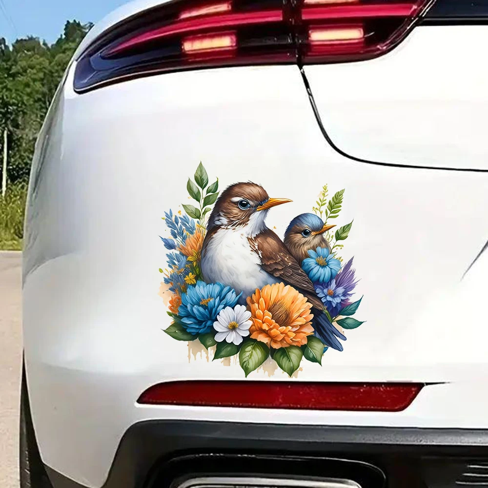 QT2501#Birds and Flowers Birds and Flowers in Vibrant Colors Decorative Stickers, Suitable for a Variety of Such As Cars, Trucks