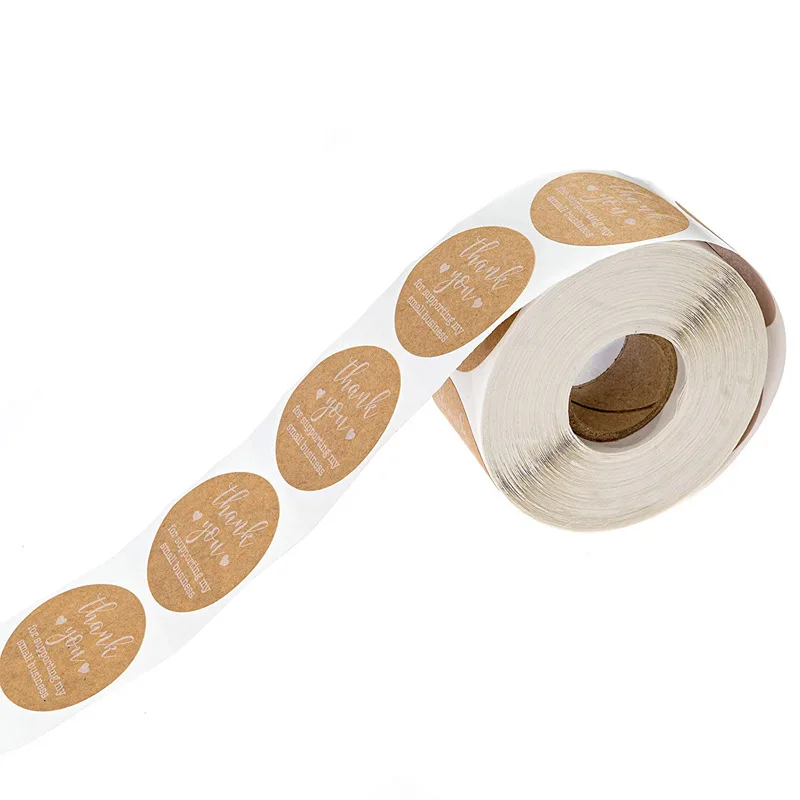 Round Kraft Paper Thank You for Supporting My Small Business Stickers 50labels/wad Sticker Cute handmade Stationery Sticker image 3