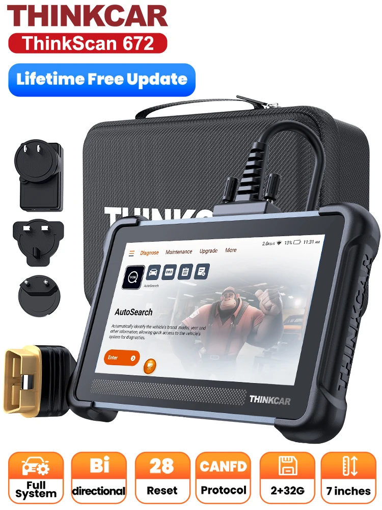 THINKCAR THINKSCAN 672 Lebenslang KOSTENLOSER Auto-OBD2-Scanner 28 RESETS CANFD Vollsystem Bidirektionale Fahrzeugdiagnose-Tools