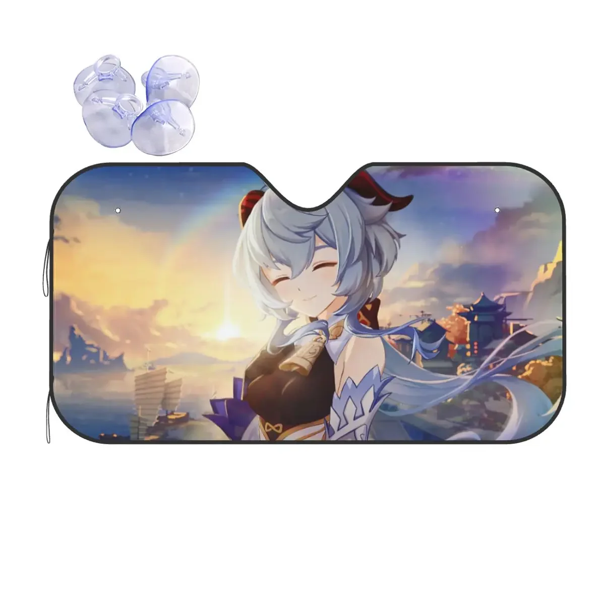 

Sexy Ganyu Genshin Impact Creative Windshield Sunsha 76x140cm Anime Aluminium Foil Car Sunsha Sunscreen Curtain
