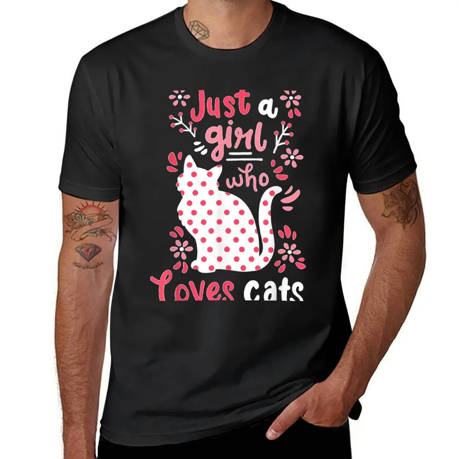 Cat Just A Girl Cats Gift T-Shirt Short sleeve tee Aesthetic clothing sports fans plain mens clothes