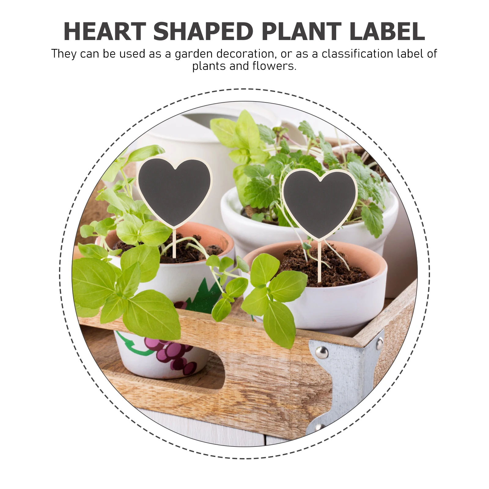 

30pcs Wooden Blackboard Plant Labels Heart Shape For Flower Beds Pots Bonsai Garden Markers Outdoor Indoor Gardening Supplies