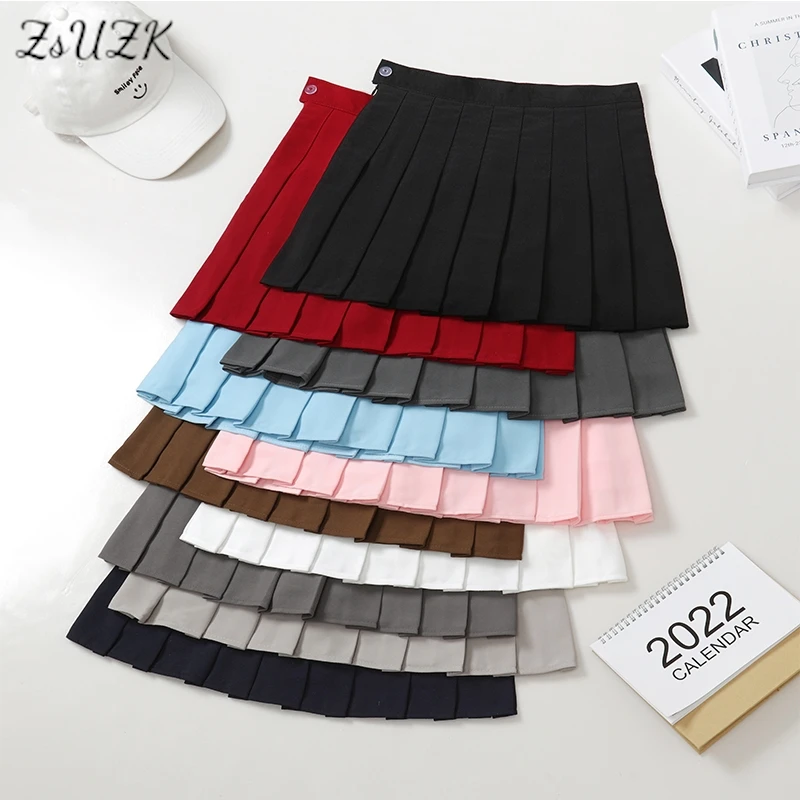 

ZUZK Mini Skirt For Girls Y2k Korean Style Kawaii High Waist A-line Mini Pleated Skirt Harajuku Mini School Pleated Short Skirts