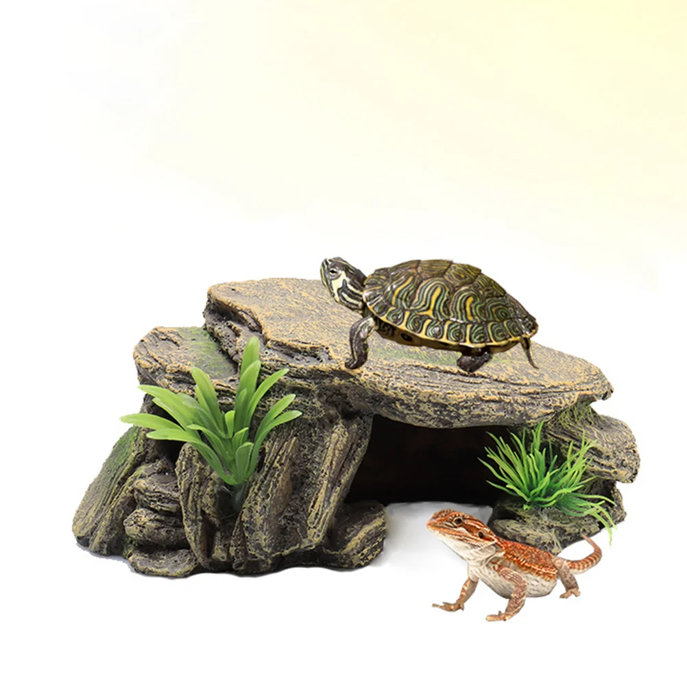 

1Pcs Resin Simulation Rock Terrace Creative Reptile Climbing Aquarium Decoration Fish Tank Ornament Landscape Resin Crafts