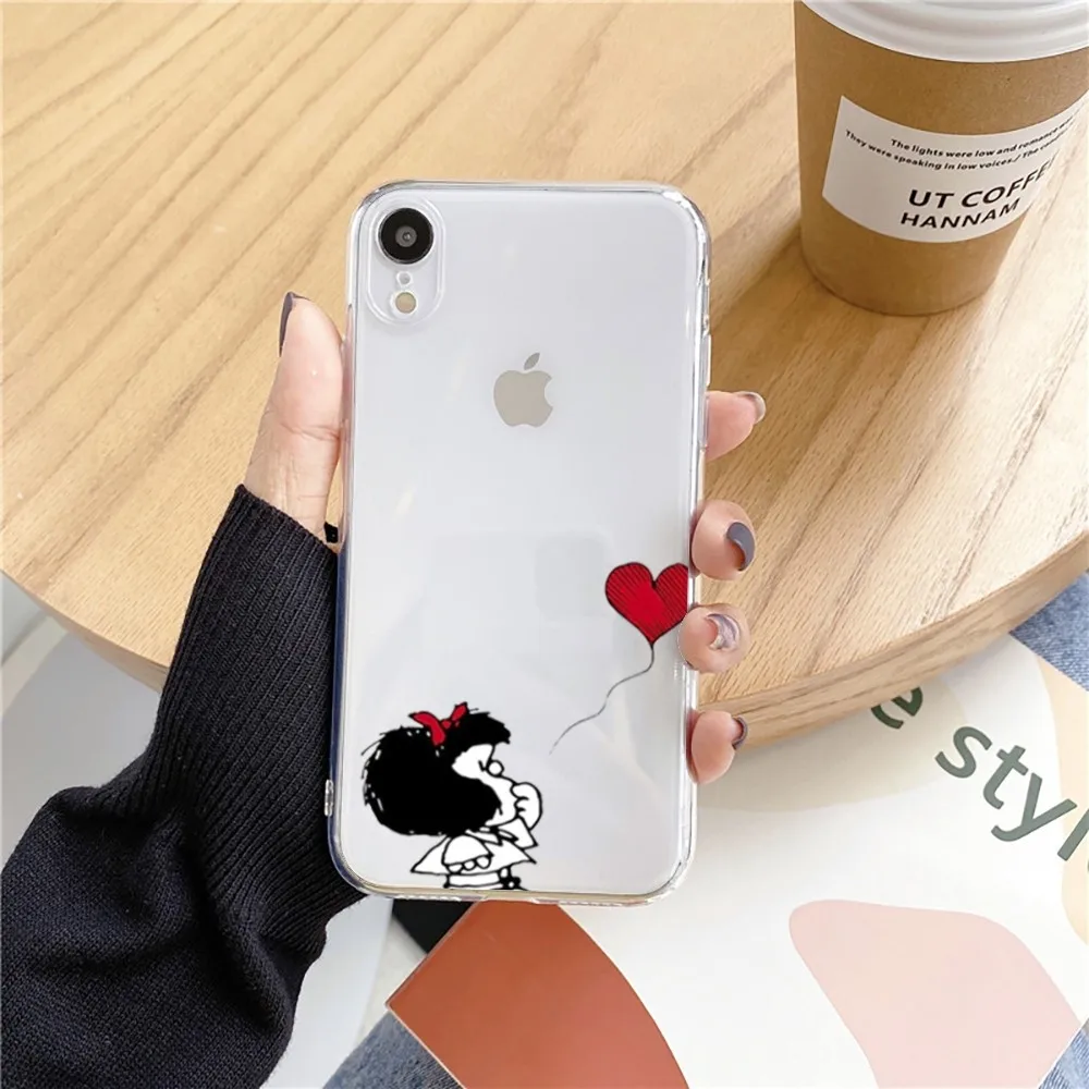 M-mafalda Girl Phone Case For Iphone 15 11 13 14 Pro Max 7 8 Plus X Xr Xs Max 16pro 12mini Transparent Cover