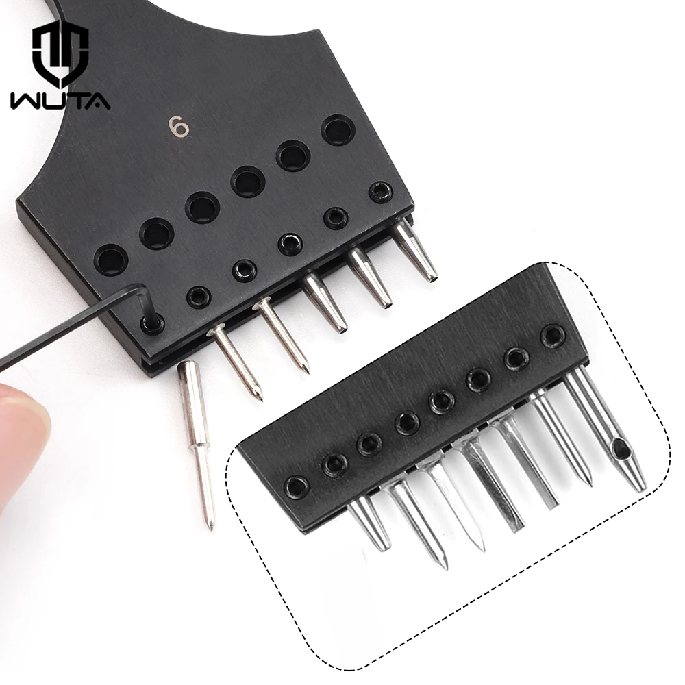 WUTA 3e generatie lederen punch huidponsen hoofd vervangbaar prikijzer verwijderbare diamant olijf rond gat Franse stijl beitel DIY lederen hobbygereedschappen leergereedschap - afbeelding 2