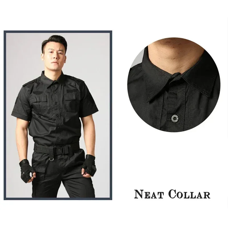 Uniforme negro ropa táctica guardia de seguridad taller adiestramiento al aire libre verano otoño manga corta manga larga
