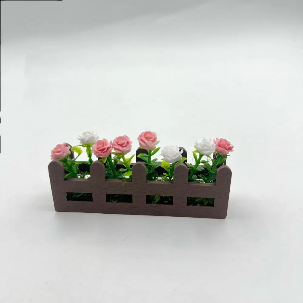New 1:12 Scale Dollhouse Simulated Rose Flowers 5 Colors Lifelike Garden Lifelike Artificial Flower Flower Fence Decor