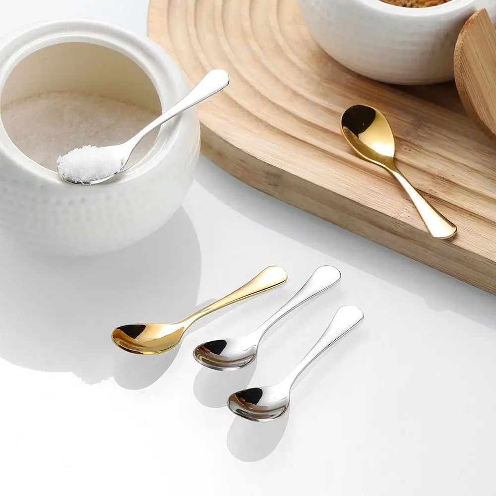 2pcs Titanium/ Stainless Steel Coffee Tea Stirring Spoon Portable Mini Ice Cream Dessert Spoons Long Handle Mixing Spoon