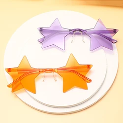 Ultra Light Star Sun Glasses Funny Pentagram Candy Colors One-Piece Eyewear Decoration Party Rimless Sunglasses Streetwear UV400