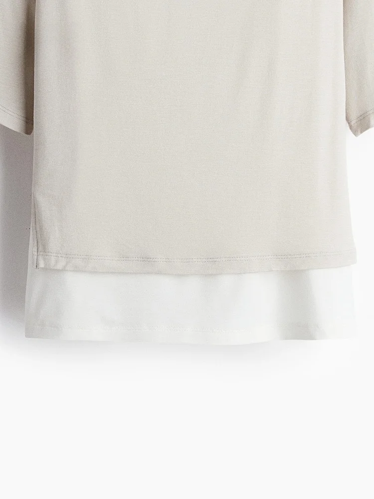 H&M Inverno Donna Faion Casual Multi-strato Top 30632 Or Sve Lunghezza Regolare Miscela Fibra T-shirt Donna Faion