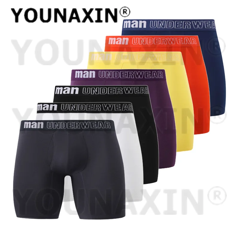 7 Pack Men's Big Size Sports Underwear Crotch Opening Boxers Briefs Sexy Panties Knickers Underpants Undies Homme Trunks 5XL 6XL