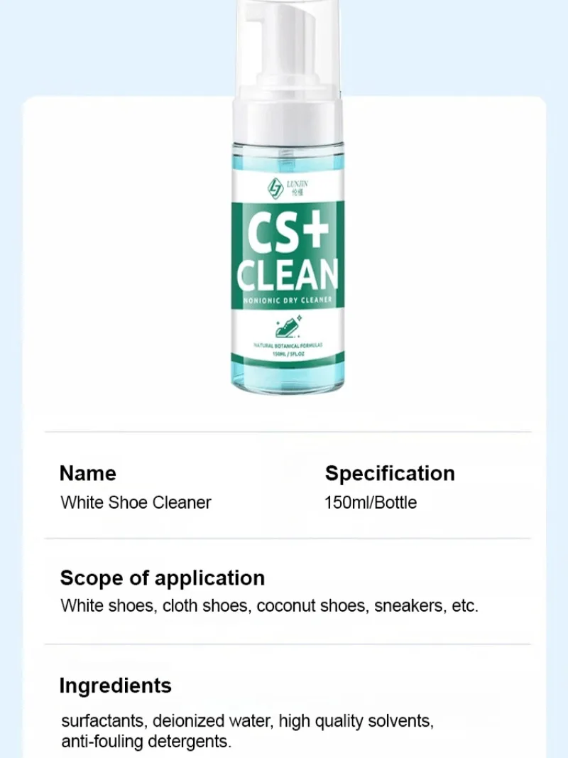 White Shoe Cleaner Dry Cleaning Stain Remover Foam Cleaner Sneaker Yellowing and Whitening Cleaner