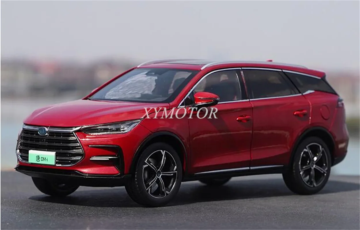 1/18 для BYD Tang DM-i 2021, электромобиль, металлическая литая под давлением металлическая модель автомобиля, детские игрушки, подарки для хобби, красные украшения, дисплей